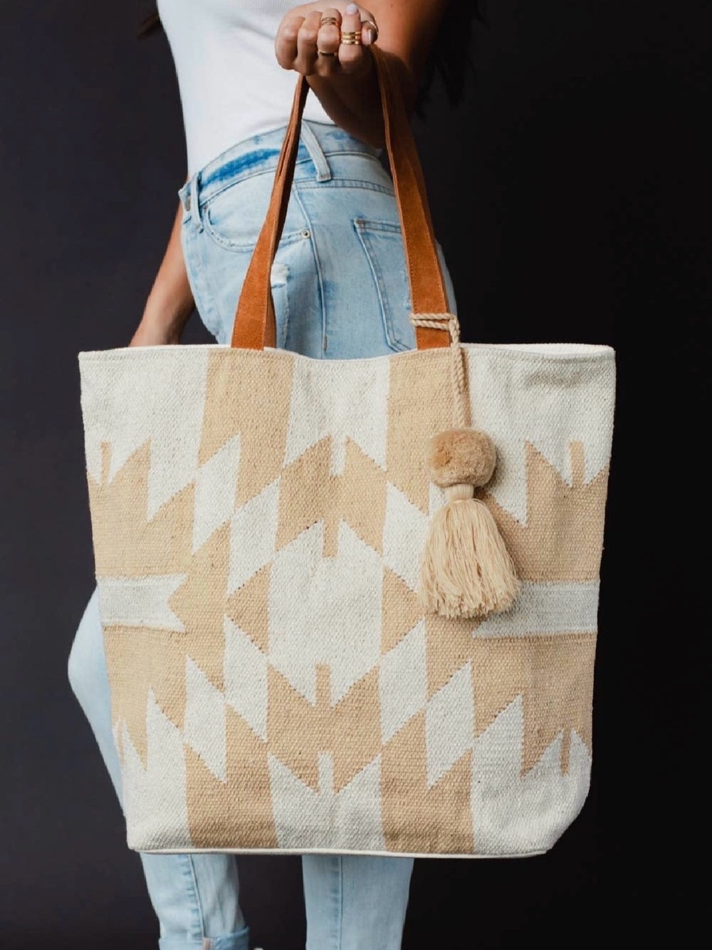 Boho Aztec Southwestern Oversized Large Weekender Tote Bag Handbag Purse - Picture 6 of 7